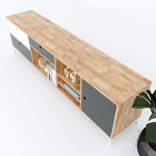 SFKTV009- Kệ Tivi Uran 2 gỗ cao su ( 200x40x55cm)