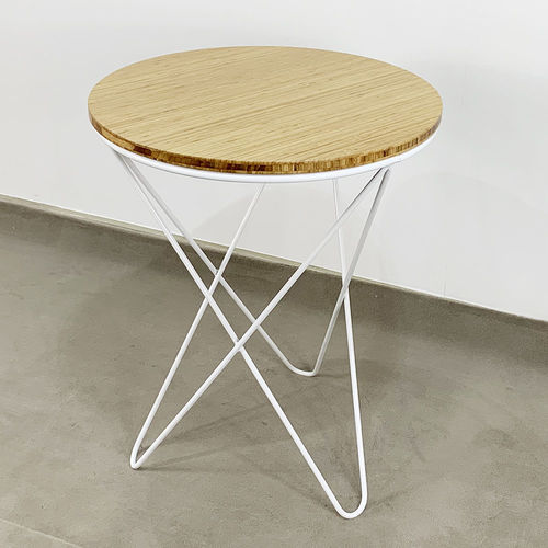 SFBCF030 - Bàn cafe gỗ TRE tròn 60cm chân sắt V xéo