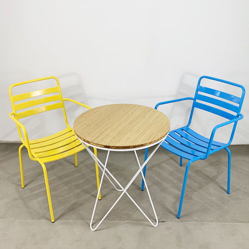 SFBCF030 - Bàn cafe gỗ TRE tròn 60cm chân sắt V xéo