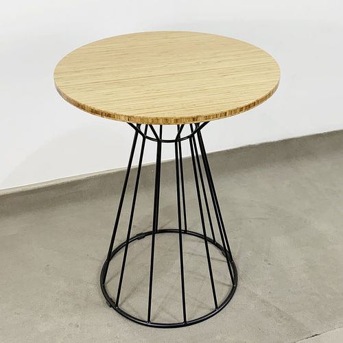 SFBCF033 - Bàn cafe gỗ TRE tròn 60cm chân sắt cổ lỏ nhỏ