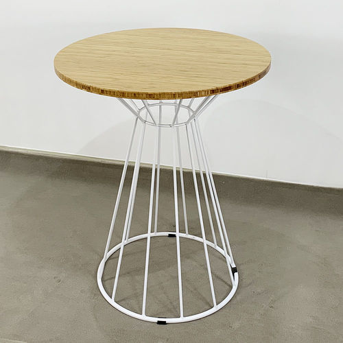 SFBCF033 - Bàn cafe gỗ TRE tròn 60cm chân sắt cổ lỏ nhỏ