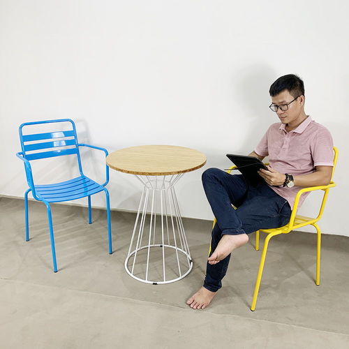 SFBCF033 - Bàn cafe gỗ TRE tròn 60cm chân sắt cổ lỏ nhỏ