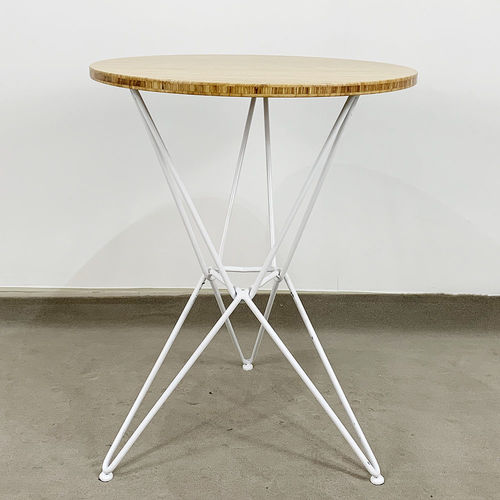 Bàn Cafe gỗ TRE ÉP tròn 60cm chân sắt Lap 4