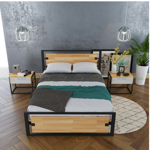 SFGN002 - Giường ngủ gỗ cao su khung sắt lắp ráp Ferrro 3