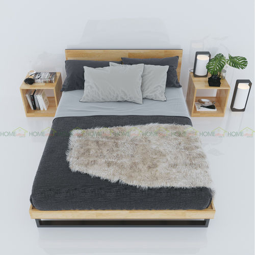 SFGN003 - Giường ngủ gỗ cao su viền gỗ Ferro 2