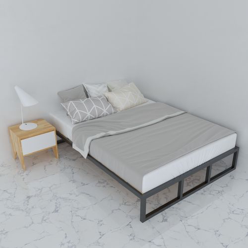 SFGN005 - Giường ngủ đôi gỗ cao su khung sắt lắp ráp 2