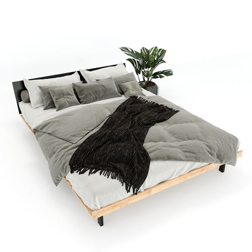SFGN013 - Giường ngủ đơn JAPA gỗ cao su khung sắt lắp ráp