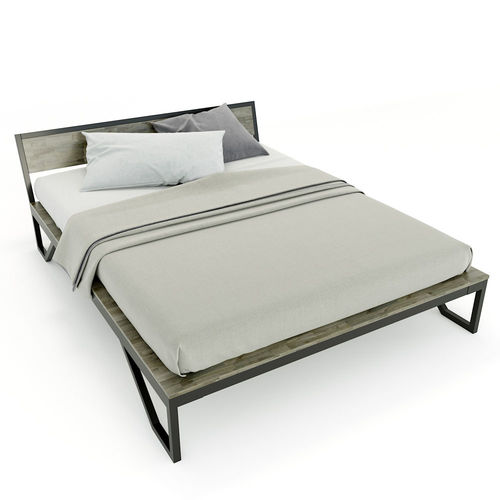 SFGN015 - Giường ngủ đôi ROBO gỗ cao su khung sắt lắp ráp