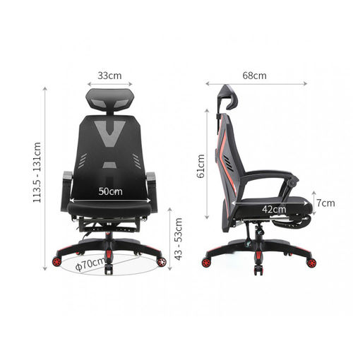 Ghế Gaming Ergonomic màu trắng đỏ cao cấp
