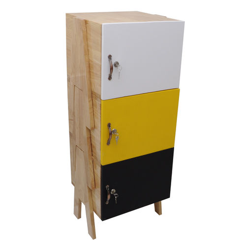SFTCN001 - Tủ cá nhân 3 tầng có khóa cửa tủ xếp chồng gỗ cao su 3