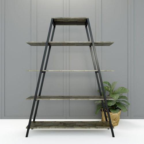 Kệ khung sắt chữ A 5 tầng gỗ cao su (120x35x160cm) - SFKS021