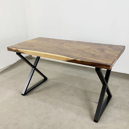 SFMT022 - Bàn làm việc gỗ Me Tây nguyên tấm 70x140cm dày 5cm chân X