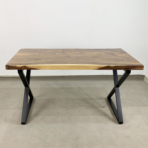 SFMT022 - Bàn làm việc gỗ Me Tây nguyên tấm 70x140cm dày 5cm chân X