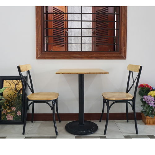 BFCBCF003 - Bộ bàn bàn CAFEBAMBOO chân sắt gang và ghế cafe lưng sắt