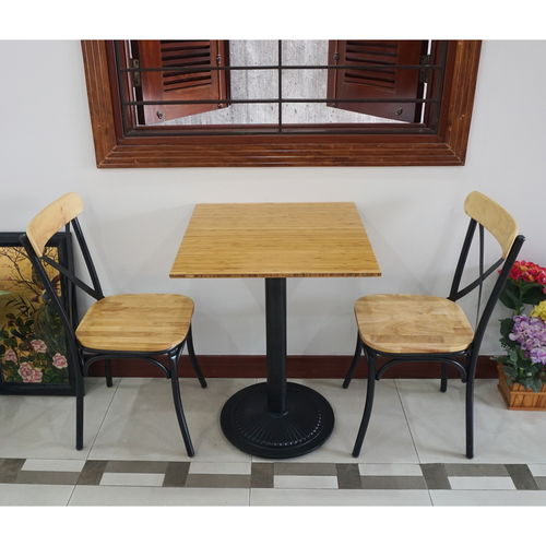 BFCBCF003 - Bộ bàn bàn CAFEBAMBOO chân sắt gang và ghế cafe lưng sắt