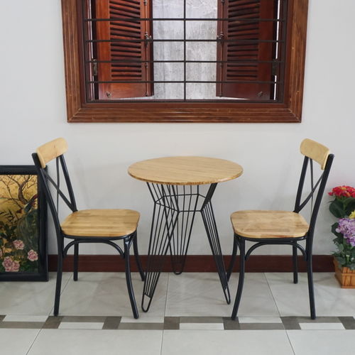 BFCBCF002 - Bộ bàn ghế CAFEBAMBOO chân sắt lap và ghế lưng sắt