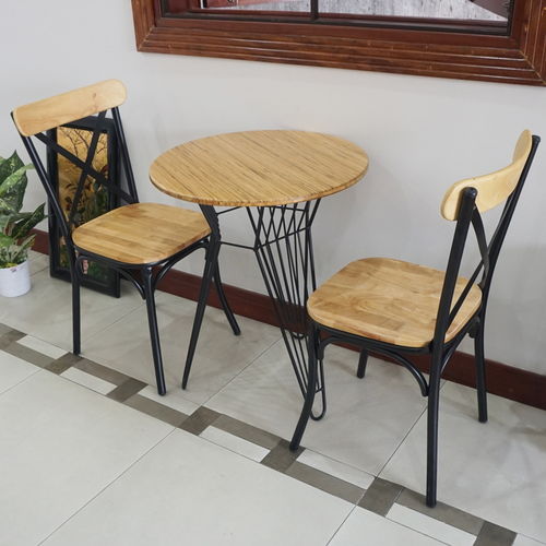 BFCBCF002 - Bộ bàn ghế CAFEBAMBOO chân sắt lap và ghế lưng sắt