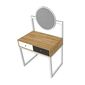 Bàn trang điểm gỗ cao su khung chân sắt gương tròn SFBTD003