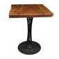SFMT010 - Bàn cafe gỗ me tây VUÔNG 60cm dày 5cm chân sắt hoa văn