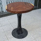 SFMT003 - Bàn cafe gỗ me tây tròn 60cm dày 5cm chân sắt hoa văn