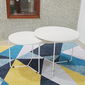 SFBT009 -Bộ 2 bàn Sofa chân tia chớm sơn trắng mặt đá trắng